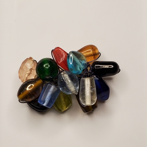 Brooch Venetian Italian lampwork murano beads glass artisan handmade Vintage OLD - Picture 6 of 12